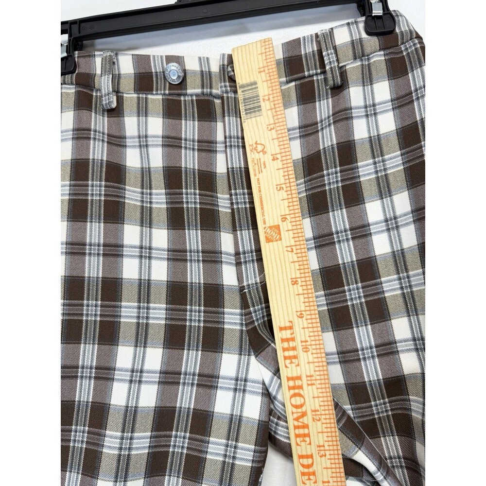 Reformation Y2K Women’s Franklin brown Plaid Straight Leg Pants Rayon Sz 2 - Picture 7 of 16